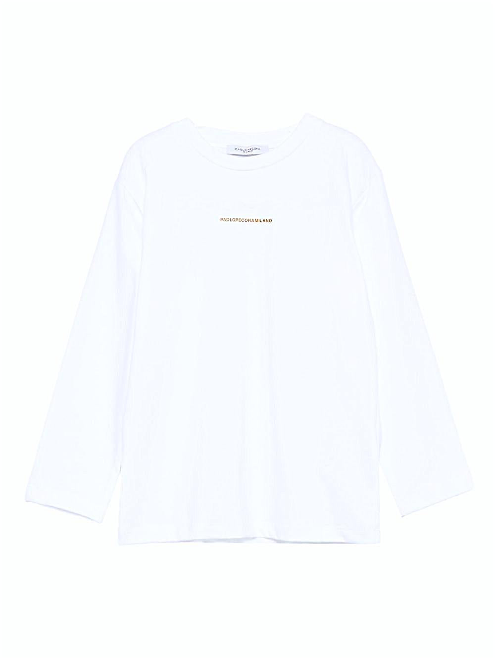 T-shirt per bambino Paolo Pecora Kids bianco a maniche lunghe con stampa PP4157 G-C PAOLO PECORA KIDS 