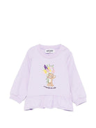 Felpa per neonata Moschino Kids viola con dettaglio floreale MDF035LDA00 51683 MOSCHINO KIDS 