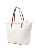 Borsa tote City Regular in Canvas MC2 Saint Barth bianco con frange CBF0001 01034L MC2 ST. BARTH KIDS 