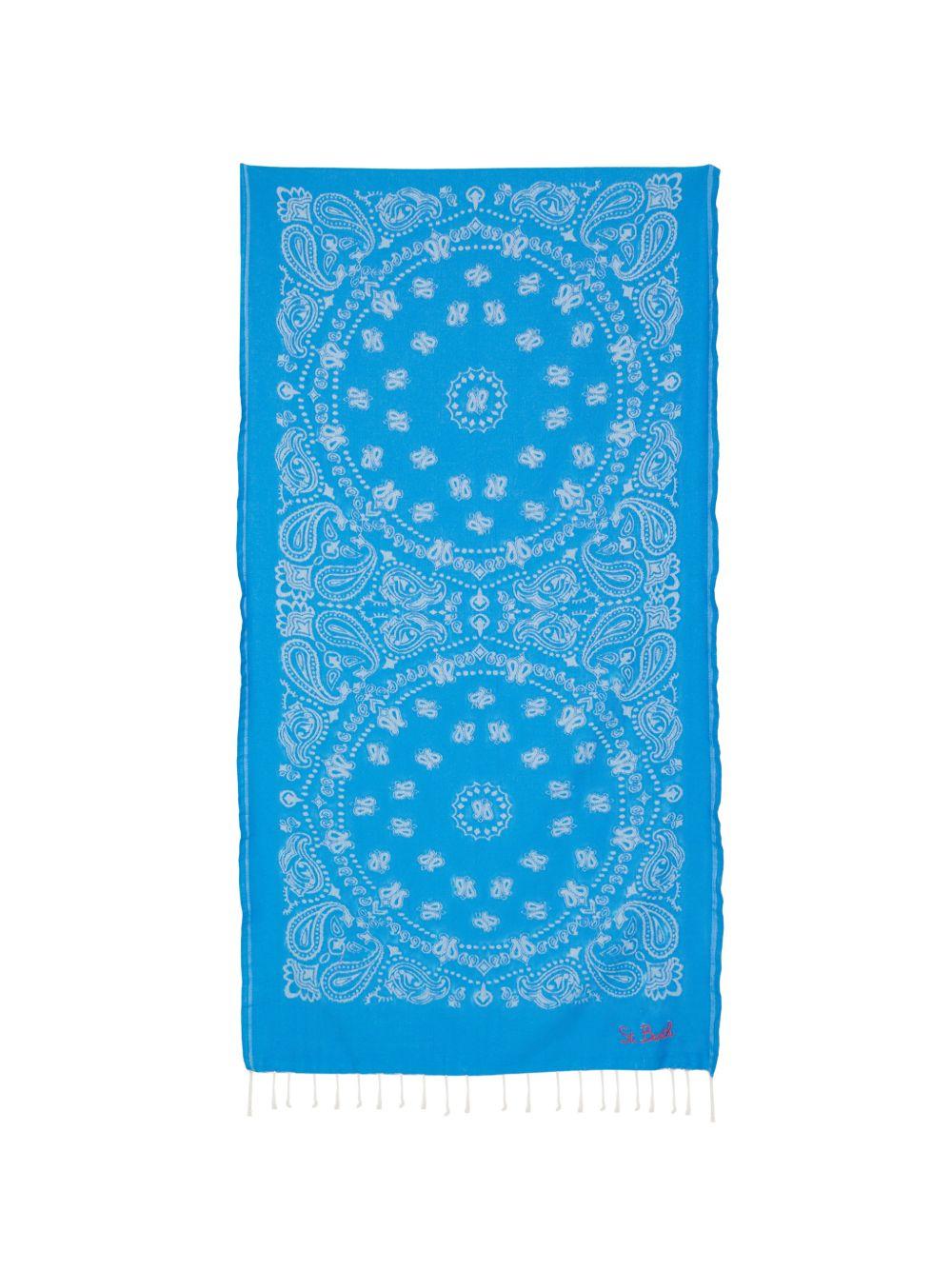 Telo mare per bambino MC2 Saint Barth Kids azzurro con stampa grafica all-over FOUT009 02703L MC2 ST. BARTH KIDS 