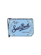 Pochette Aline MC2 Saint Barth azzurra con stampa grafica all-over ALIN001 03136L MC2 ST. BARTH KIDS 