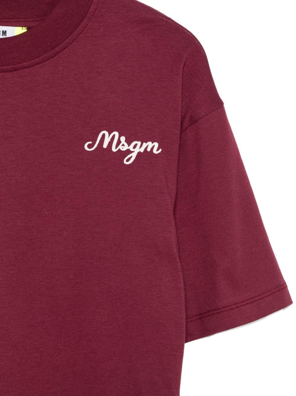 T-shirt per bambino MSGM Kids bordeaux con maniche a contrasto F5MSJBTH257 MS034 MSGM KIDS 