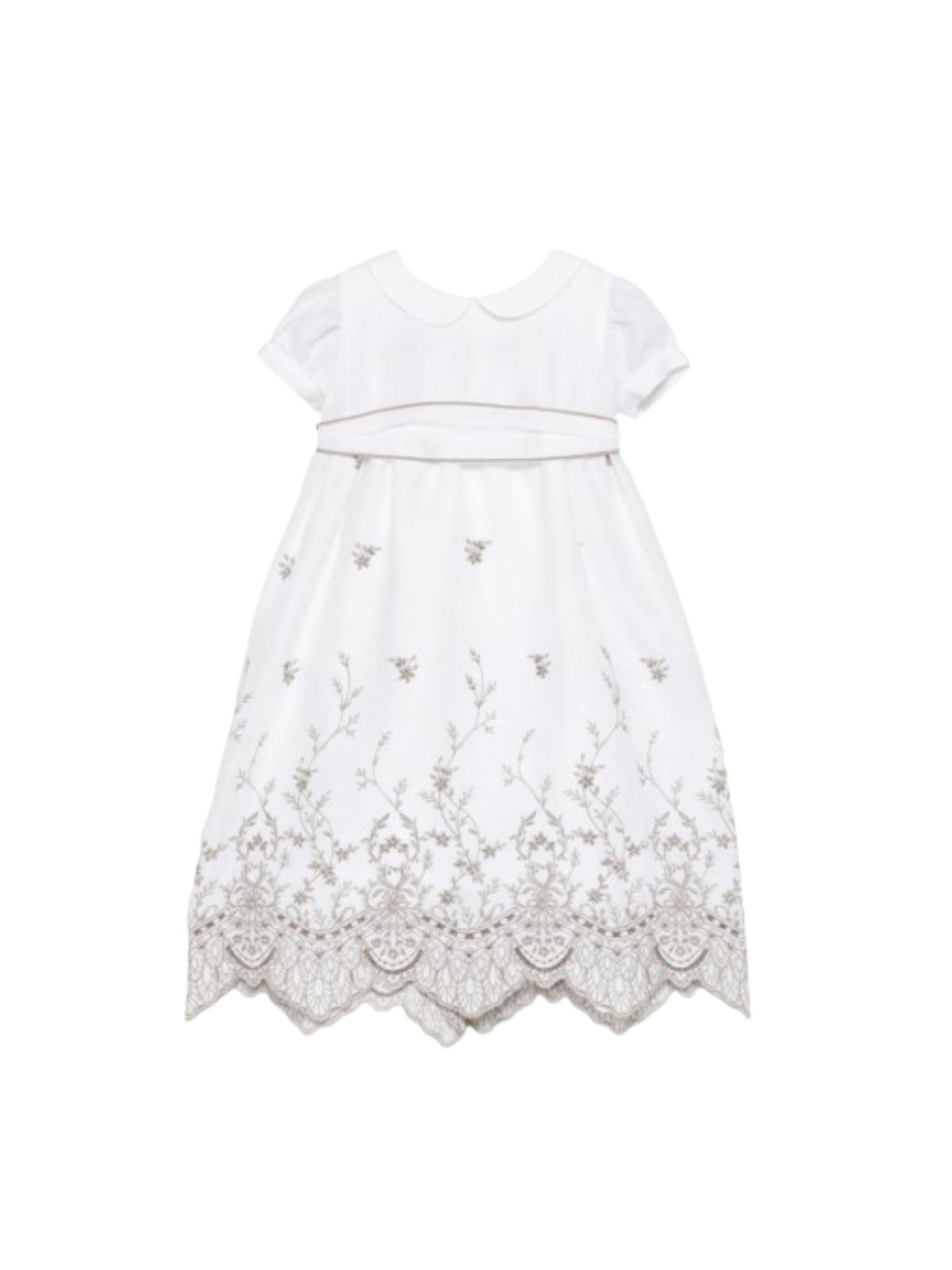 Abito per neonata Jesurum bianco con ricamo floreale REZZONICO BIANCO/ORO JESURUM KIDS 