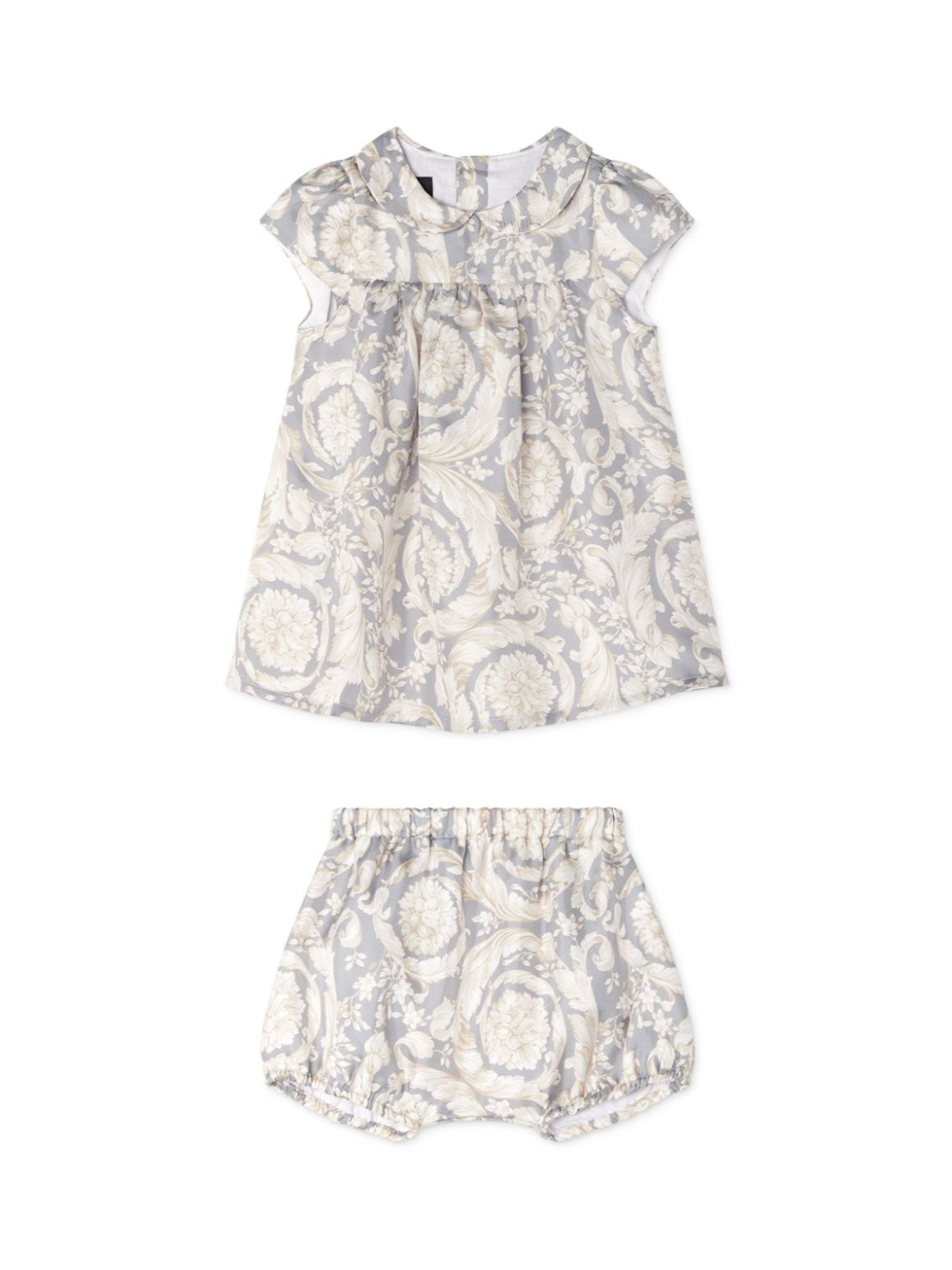 Set abito per neonata Versace Kids grigio con stampa Barocco 10179431A12840 2EO90 VERSACE KIDS 