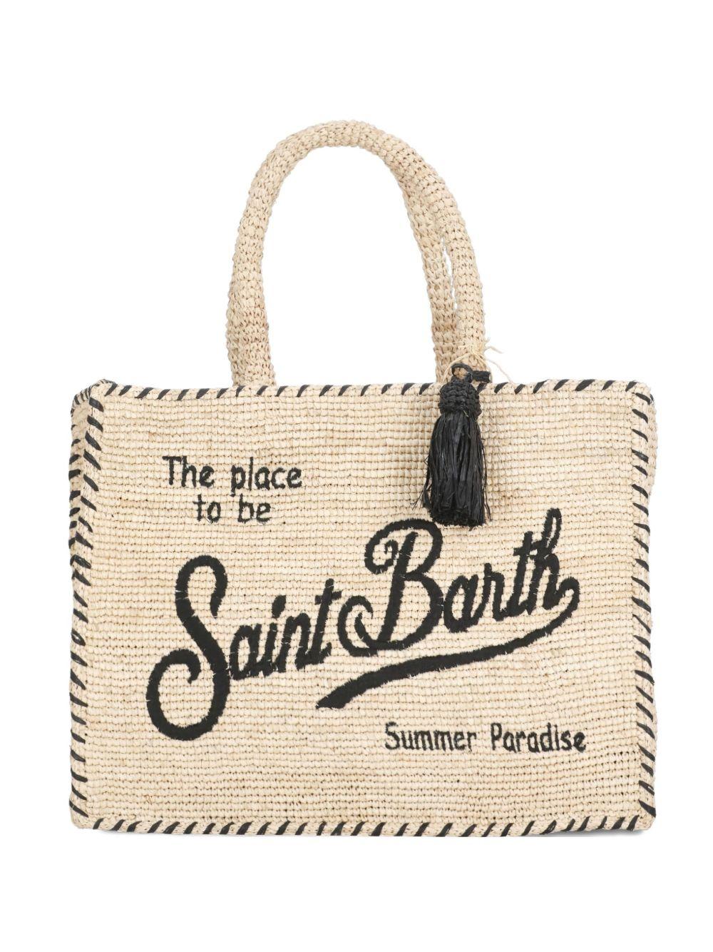 Borsa tote Vanity MC2 Saint Barth beige con logo ricamato sul davanti VANI013 09045L MC2 ST. BARTH 