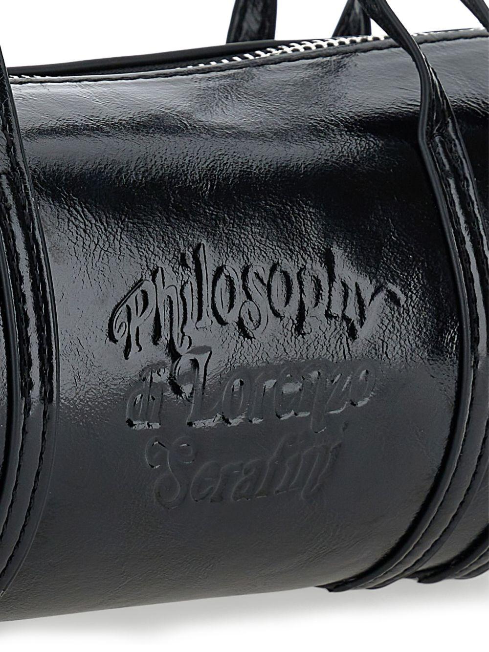 Borsa cilindrica per bambina Philosophy Di Lorenzo Serafini Kids nero in vernice I9F005 6073 P050 PHILOSOPHY KIDS 
