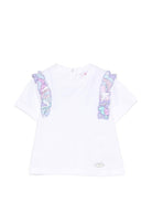 T-shirt per neonata Emilio Pucci Junior bianca con dettaglio ruches PZ8031 Z3672 100 EMILIO PUCCI KIDS 