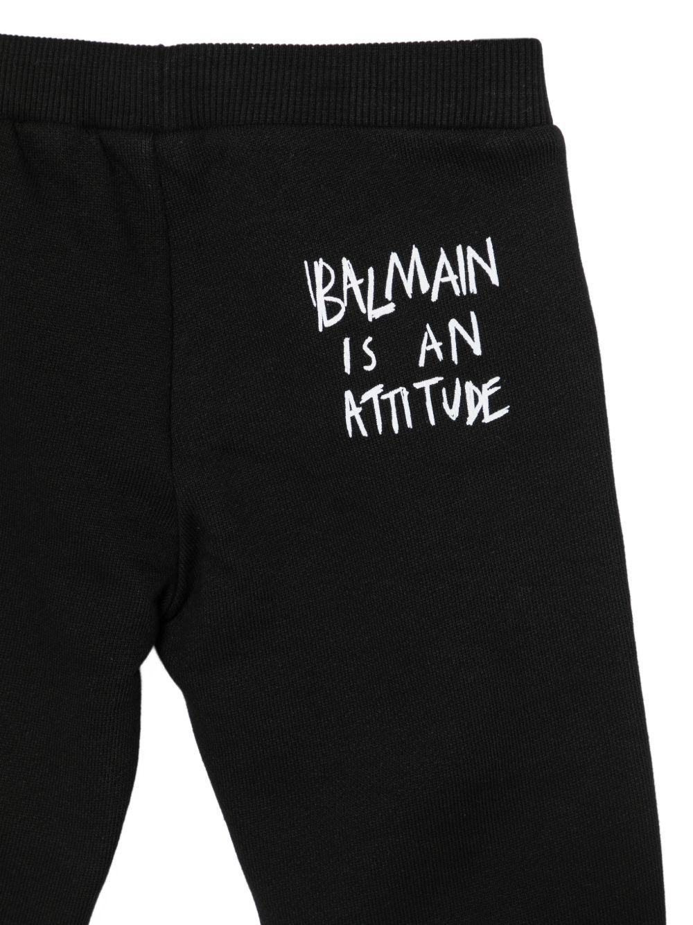 Pantaloni sportivi per neonato Balmain Kids neri con stampa sul retro BZ6330 Z3183 930BC BALMAIN KIDS 