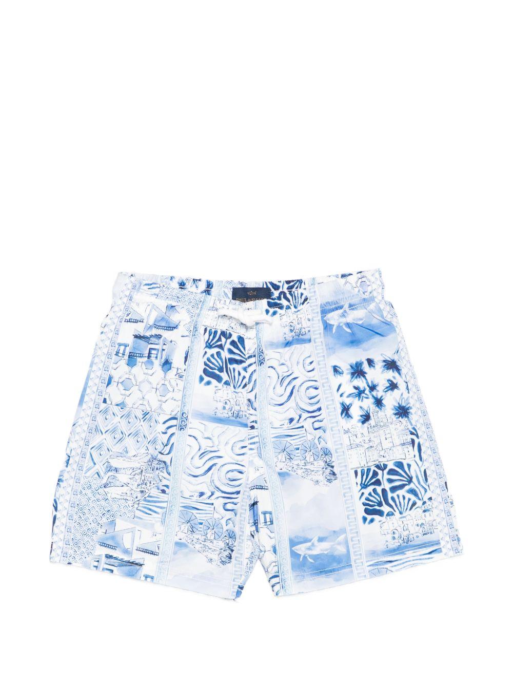 Costume per bambino Paul & Shark Kids azzurro con stampa all-over WML002LKB04 85301 PAUL & SHARK KIDS 