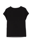 T-shirt per bambina MSGM Kids nero in jersey elasticizzato con ricamo con logo frontale S5MSJGTH081 110 MSGM KIDS 
