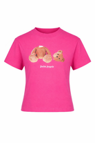 T-shirt per bambina Palm Angels Kids fucsia con stampa grafica Teddy PGAA002S26JER002 044 PALM ANGELS KIDS 