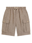Shorts per bambino Dolce & Gabbana Kids beige con vita elasticizzata L43Q64 FU4L0 S8230 DOLCE & GABBANA KIDS 