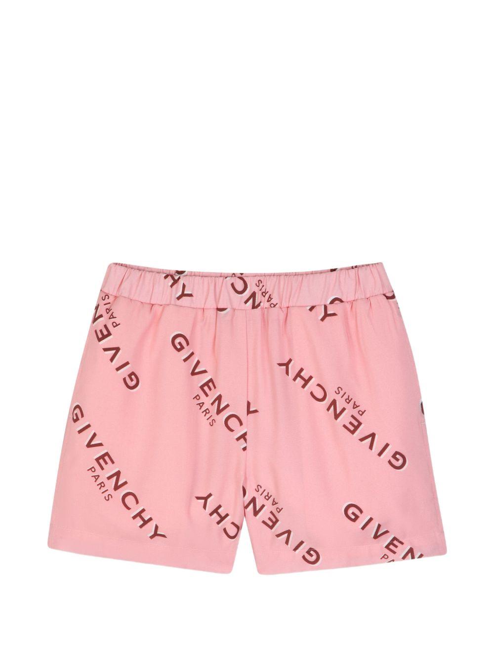 Completo felpa e shorts per bambina Givenchy Kids rosa con stampa logo all-over H31553 46G GIVENCHY KIDS 