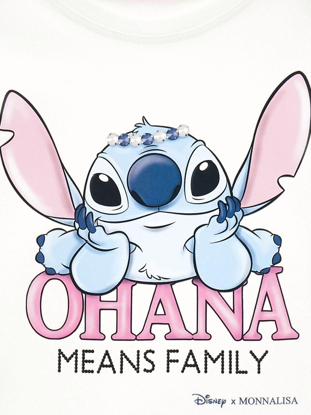 T-shirt per bambina Disney x Monnalisa bianco con stampa grafica Stitch 19F618 6013 0001 MONNALISA 