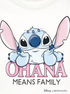 T-shirt per bambina Disney x Monnalisa bianco con stampa grafica Stitch 19F618 6013 0001 MONNALISA 
