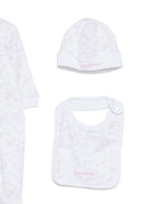 Set tutina, cappellino e bavaglino per neonata Givenchy Kids rosa con stampa grafica all-over H31269 N54 GIVENCHY KIDS 