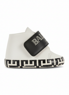 Scarpine primi passi per neonati Balmain Kids bianco e nere con cinturino con logo BY0546 Y0051 100NE BALMAIN KIDS 