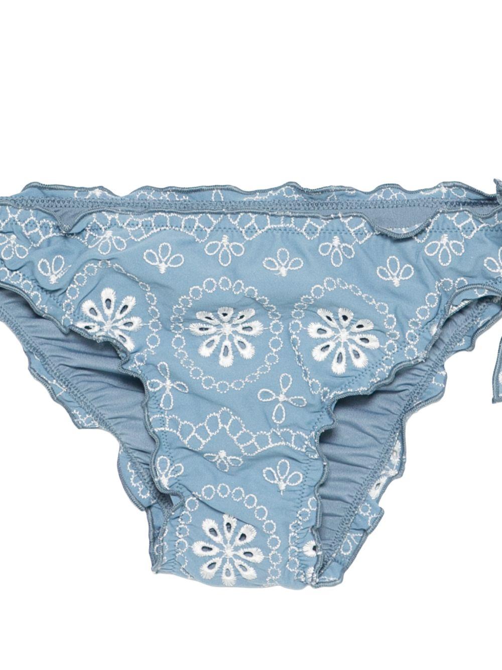 Costume da bagno per bambina MC2 Saint Barth Kids blu con fiori con dettaglio ricamato CRIS001 00020L MC2 ST. BARTH KIDS 