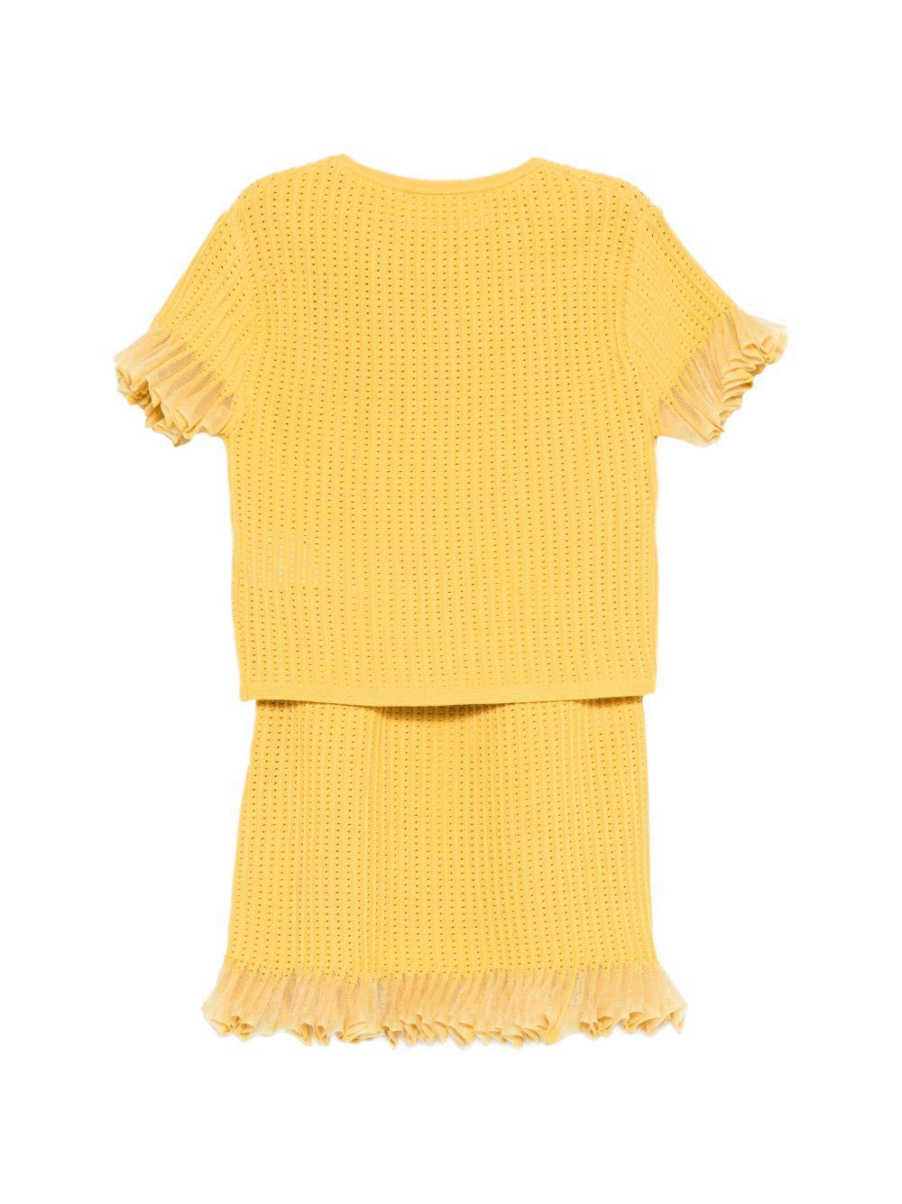 Set t-shirt e gonna Elisabetta Franchi La Mia Bambina giallo con dettagli ruches EFCM025CFL107 2033 ElISABETTA FRANCHI KIDS 