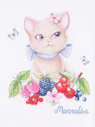 T-shirt con stampa per bambina Monnalisa bianco con decorazione con strass 11E618RU 5202 0099 MONNALISA 