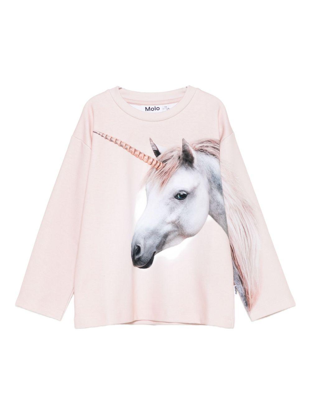 Felpa per bambina Molo rosa con stampa unicorno 2W25J208 9607 MOLO 