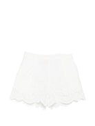 Shorts per donna MC2 Saint Barth bianchi con dettagli ricamati in pizzo sangallo AMN0001 01315L MC2 ST. BARTH 
