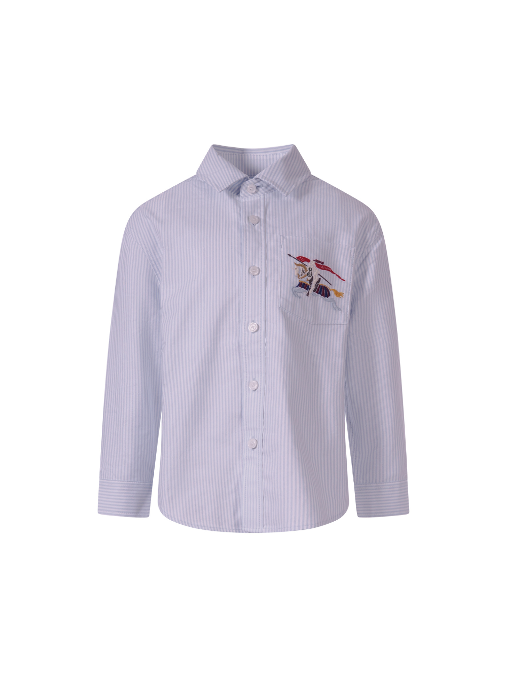 Camicia per bambino Burberry Kids azzurra con Equestrian Knight sul davanti 8117804 A2222 BURBERRY KIDS 