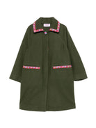 Cappotto per bambina Emilio Pucci Junior verde con motivo geometrico PZ2A40 E0259 783 EMILIO PUCCI KIDS 