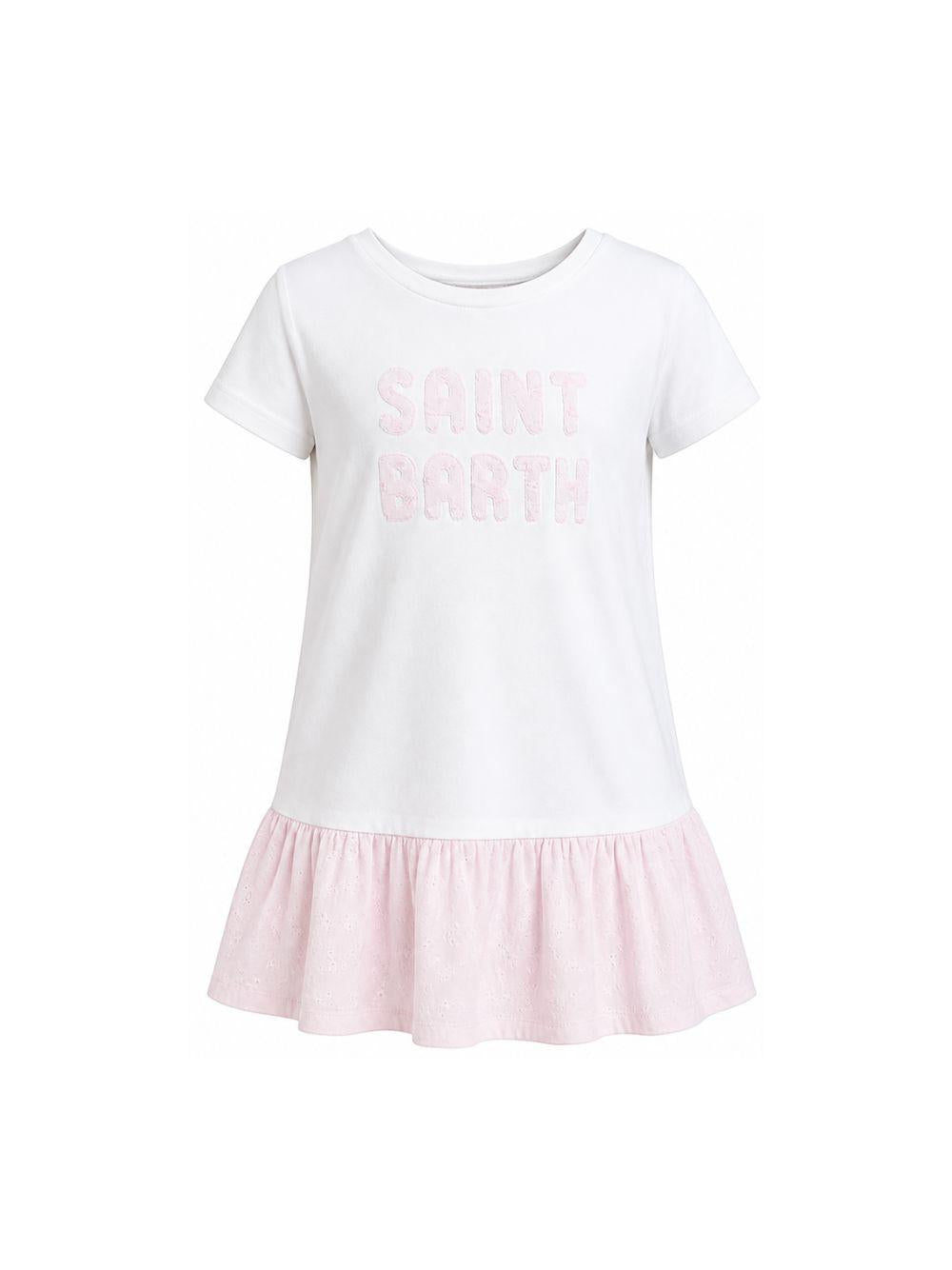 Abito Abbey da bambina MC2 Saint Barth Kids bianco con volant in pizzo sangallo ABY0002 03585L MC2 ST. BARTH KIDS 