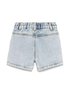 Pantaloncini con logo ricamato per neonata Moschino Kids azzurro con passanti per cintura MUQ017L0E08 40186 MOSCHINO KIDS 