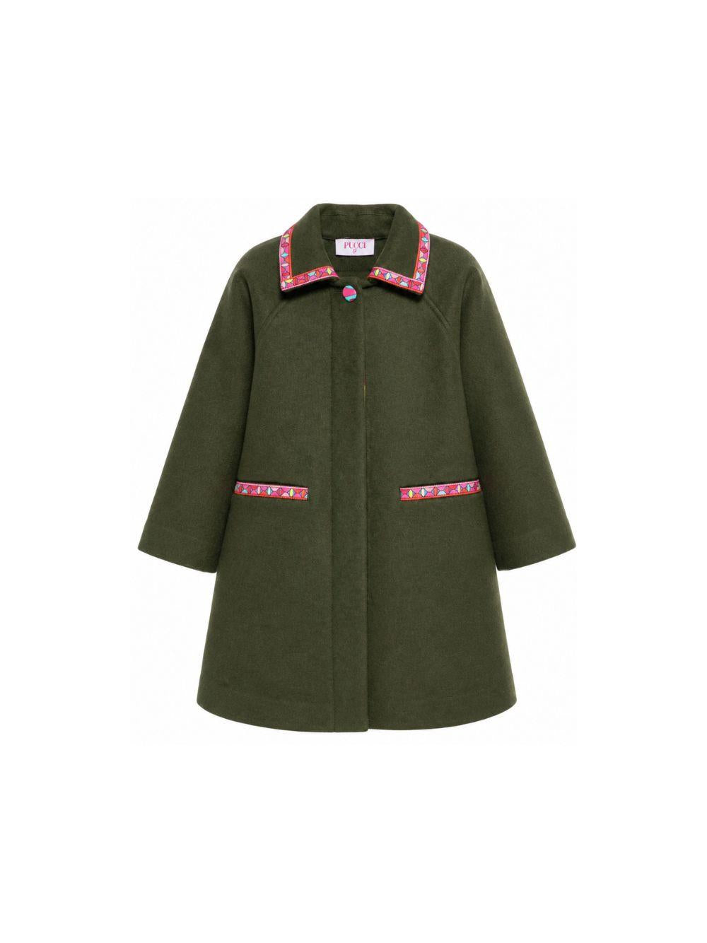 Cappotto per bambina Emilio Pucci Junior verde con motivo geometrico PZ2A40 E0259 783 EMILIO PUCCI KIDS 