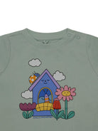 T-shirt per neonati Stella McCartney Kids verde con stampa grafica sul davanti TY8031 Z0434 754 STELLA McCARTNEY KIDS 