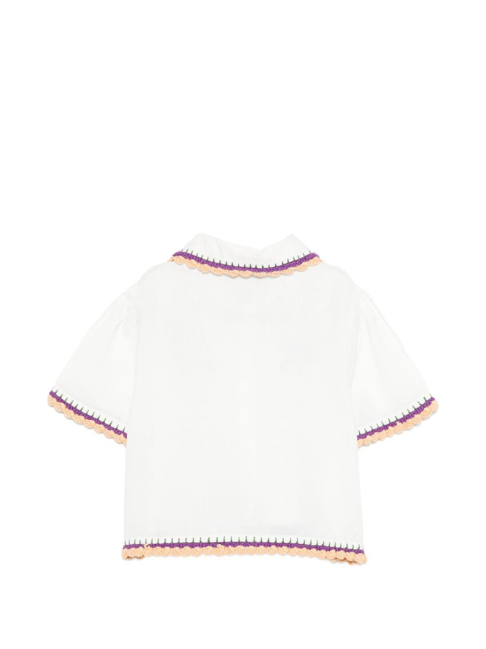 T-shirt per bambina Stella McCartney Kids bianca con colletto alla Peter Pan TY5A61 Z0138 101 STELLA McCARTNEY KIDS 