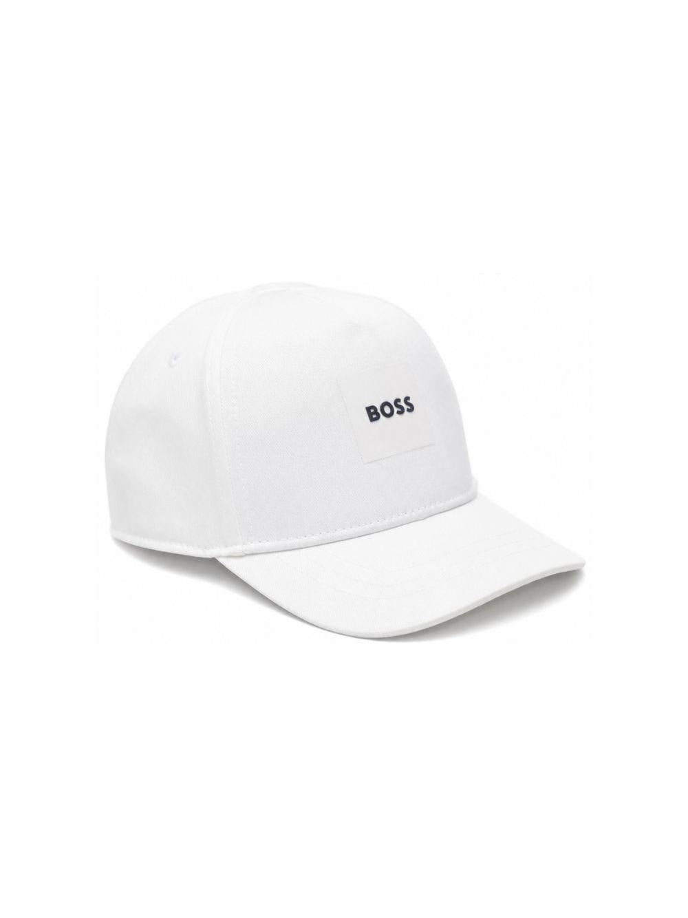 Cappello per neonato Boss Kids bianco con logo sul davanti J53143 10P BOSS KIDS 