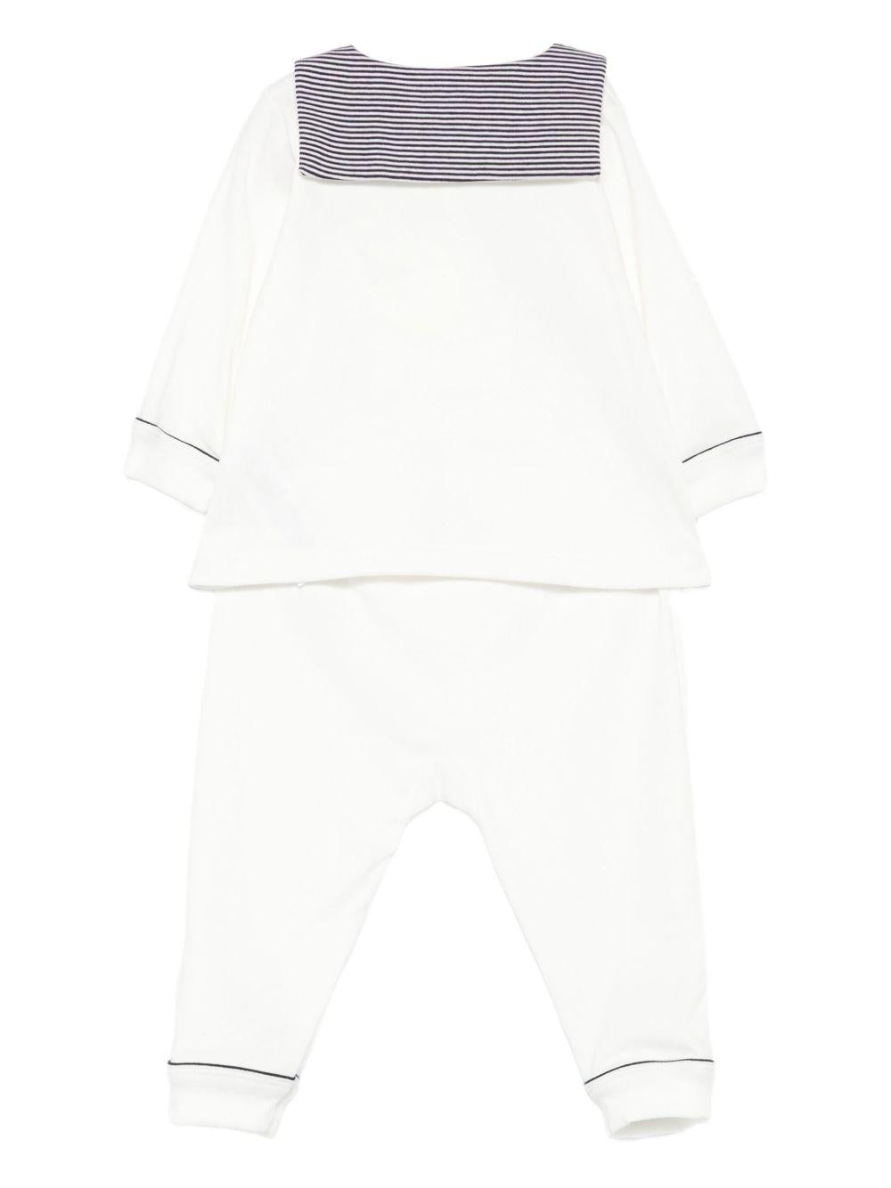Completo t-shirt e pantaloni per neonato Petit Batea bianco con ricamo cuore A0DRK 01 PETIT BATEAU KIDS 