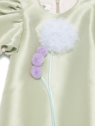 Pagliaccetto per bambina Alapage verde con maniche a sbuffo AL71B OLIVA A'LAPAGE KIDS 