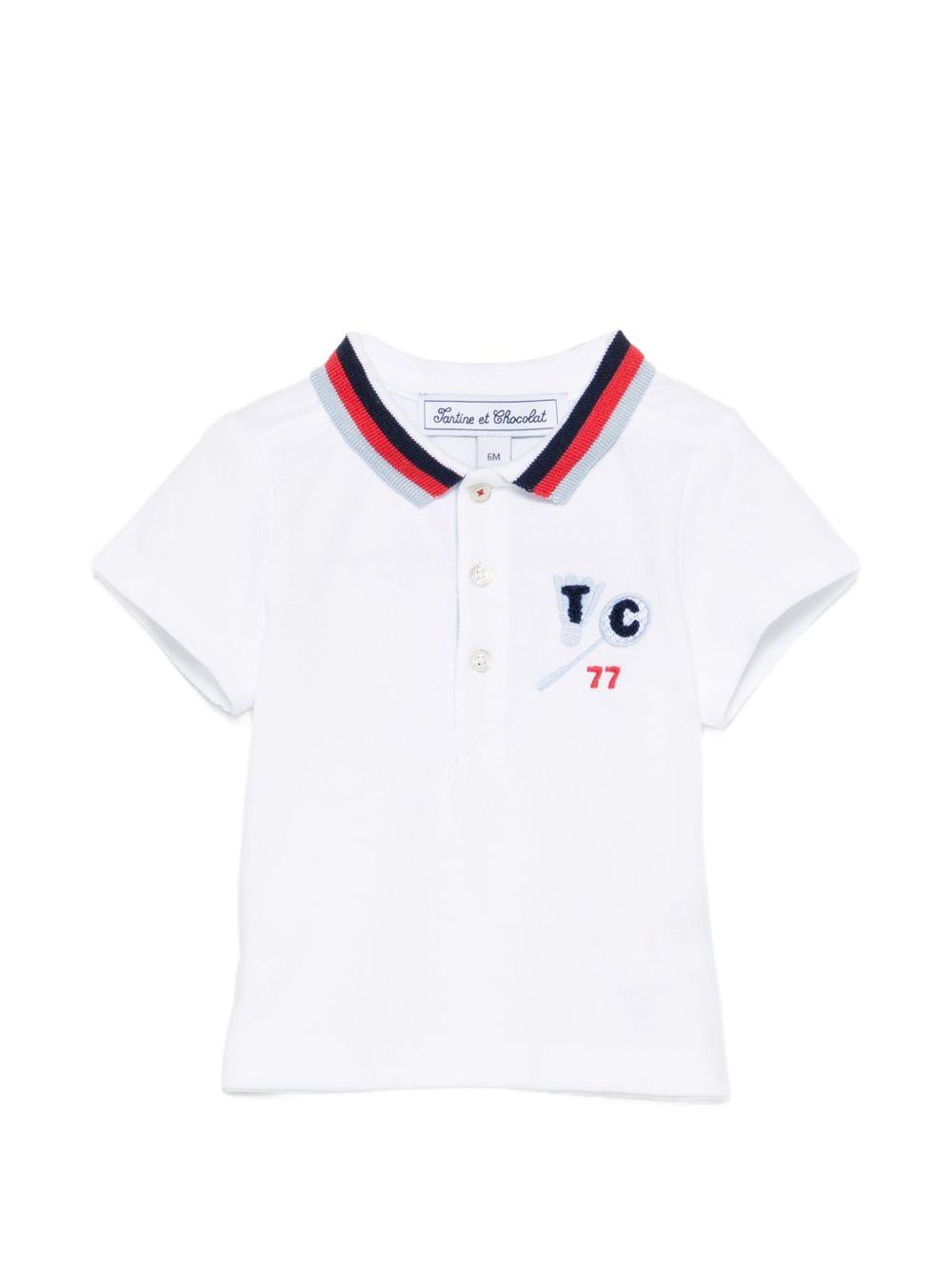 T-shirt per neonato Tartine Et Chocolat bianca con colletto stile polo CC11041 01 TArtine & Chocolat KIDS 