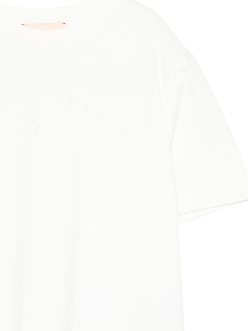T-shirt per bambina Elisabetta Franchi La Mia Bambina bianca con logo sul davanti EFTS2570JE006 0135 ElISABETTA FRANCHI KIDS 