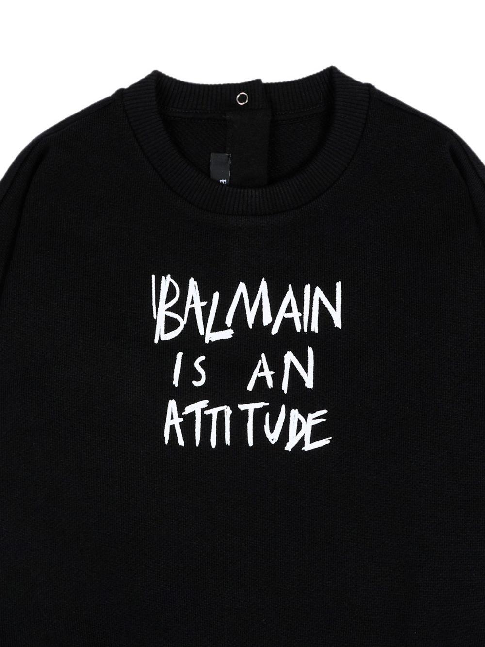 Maglione per neonato Balmain Kids nero con slogan stampato sul davanti BZ4360 Z3183 930BC BALMAIN KIDS 