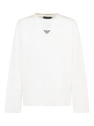 T-shirt per bambino Emporio Armani Kids bianca con dettaglio sul davanti EB000420 AF15013 M0134 EMPORIO ARMANI KIDS 