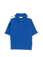 T-shirt per bambino Palm Angels Kids blu con strisce sulle spalle PBBD013S26FLE001 060 PALM ANGELS KIDS 