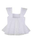Top per bambina Givenchy Kids bianco con ricamo floreale in pizzo H31232 10P GIVENCHY KIDS 