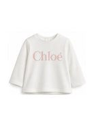 T-shirt per neonata Chloé Kids bianca con logo sul davanti C21362 117 CHLOE' KIDS 