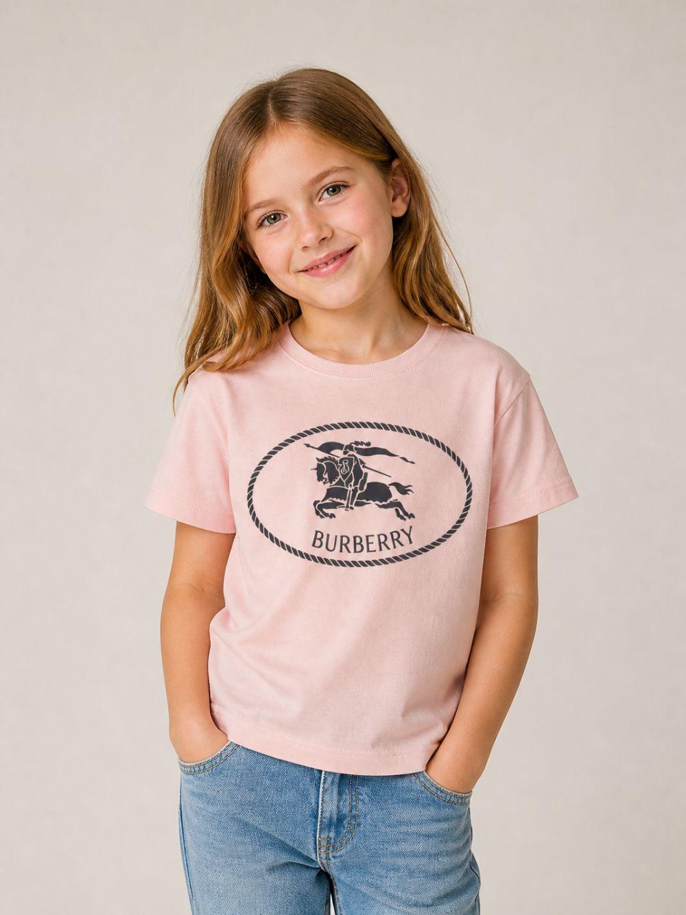 T-shirt per bambina Burberry Kids rosa con stampa logo sul davanti 8125854 C2989 BURBERRY KIDS 