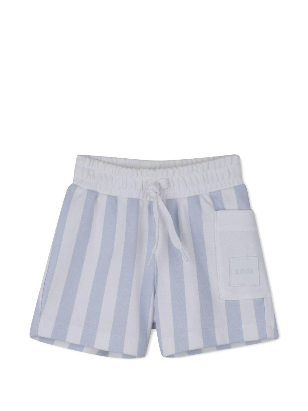 Set t-shirt con shorts per neonato Boss Kids azzurro con motivo a righe J53048 771 BOSS KIDS 