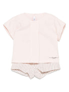 Set top e shorts a righe per neonata Il Gufo rosa con vita elasticizzata P25DP550R0004 304 IL GUFO KIDS 