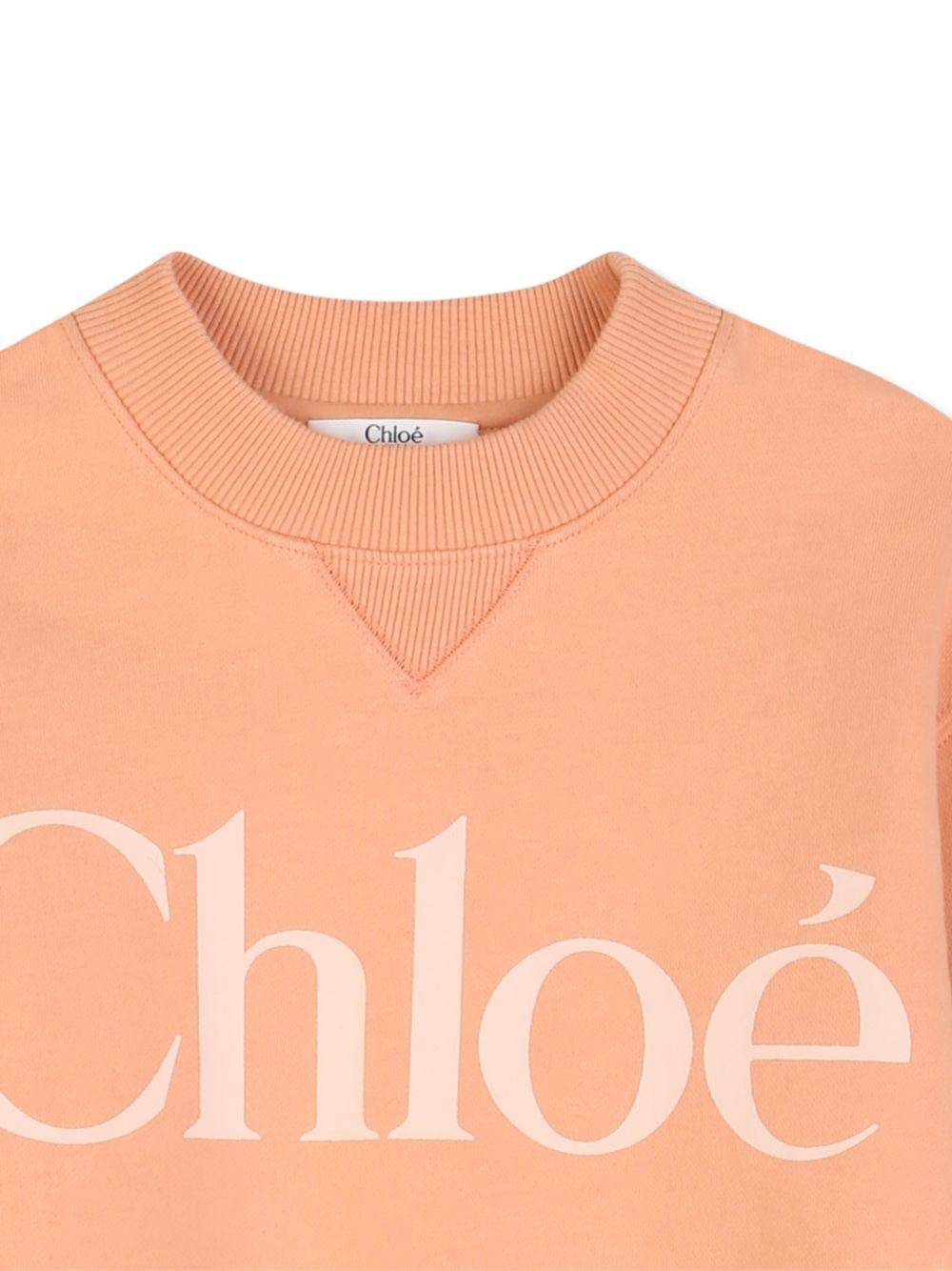 Felpa per bambina Chloé Kids arancione con stampa con logo C20845 43A CHLOE' KIDS 
