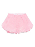 Shorts per bambina Vivetta rosa in mistgo cotone con pizzo sovrapposto VE2553 ROSA VIVETTA KIDS 
