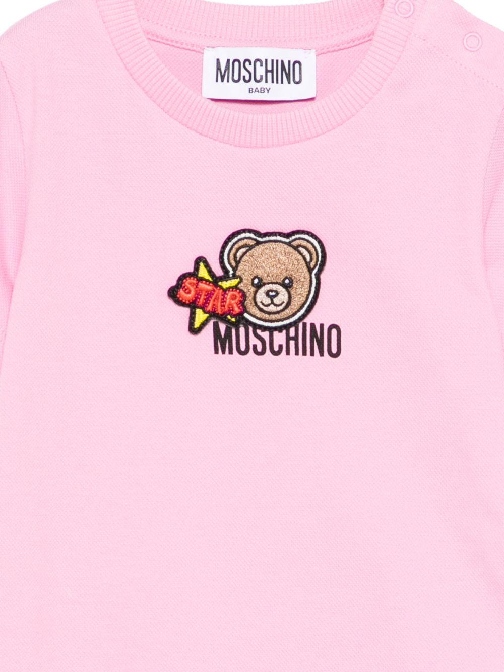 Tutina per neonata Moschino Kids rosa con ricamo Teddy Bear MWY022LFA07 51473 MOSCHINO KIDS 