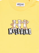 T-shirt per neonati Moschino Kids gialla con stampa grafica con tre Teddy Bear MUM04KLAA17 50577 MOSCHINO KIDS 